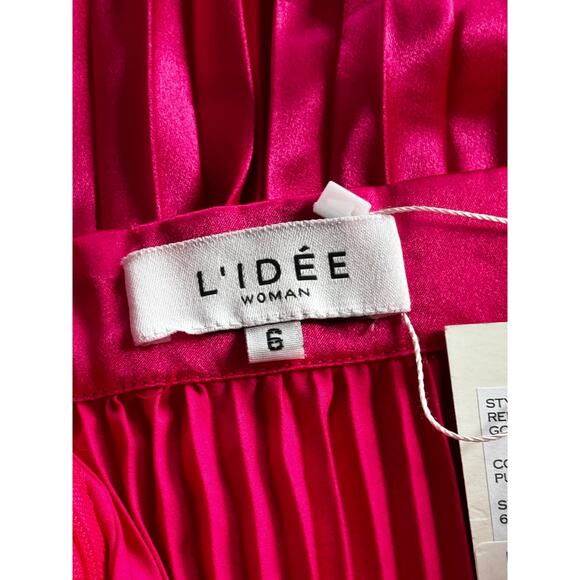 L'IDEE Renaissance Split Gown Maxi Dress Punch Pink NWT - Picture 13 of 15